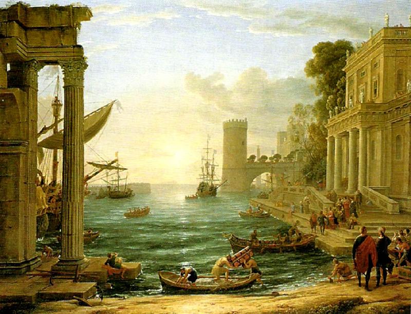 seaport with the embarkation of the queen of sheba, Claude Lorrain